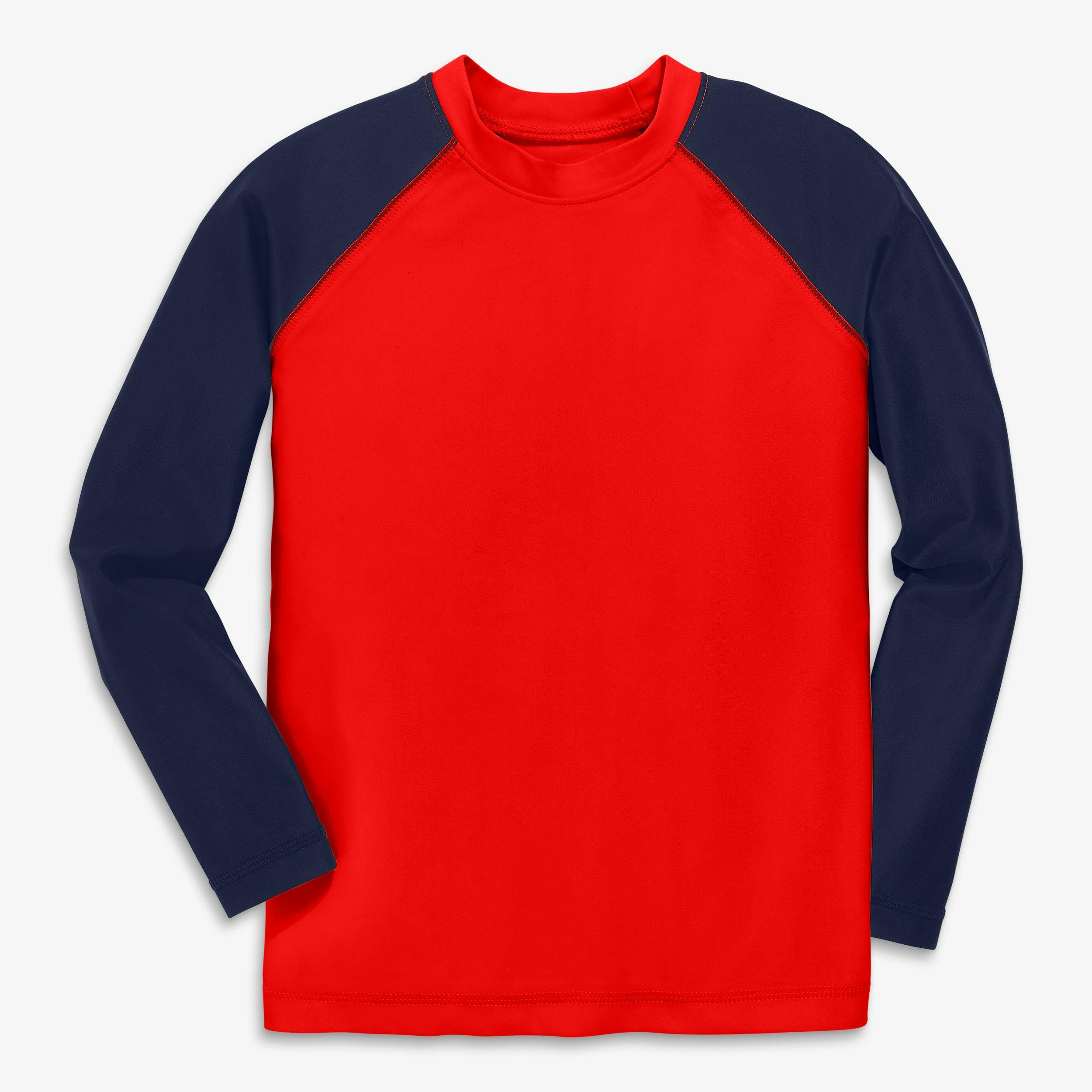 Kids Long Sleeve Baseball Rash Guard, Blue