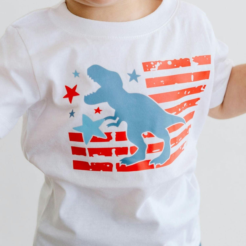 All American Dino Short Sleeve T-Shirt - White