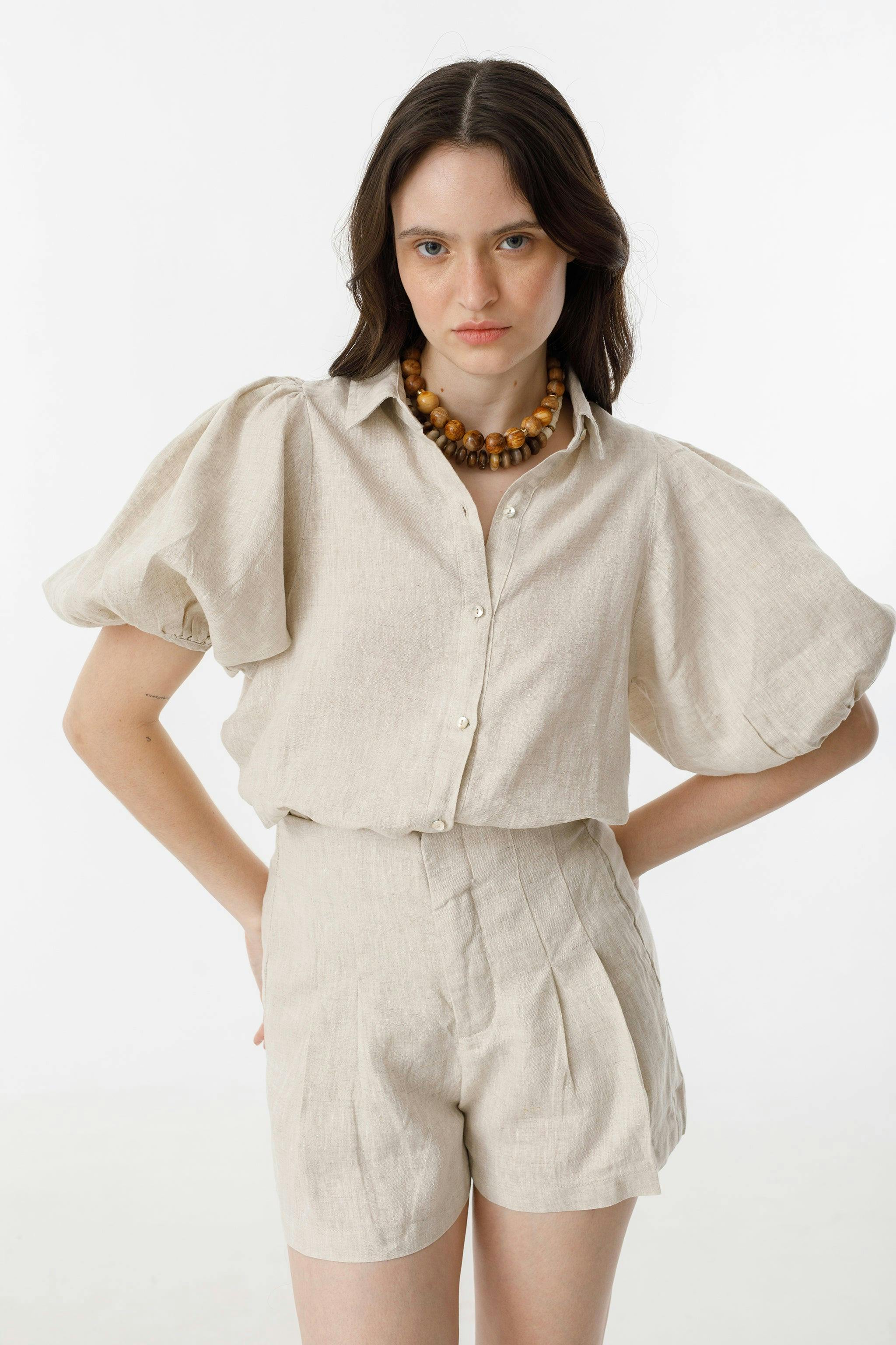 Frida Linen Shorts - Natural