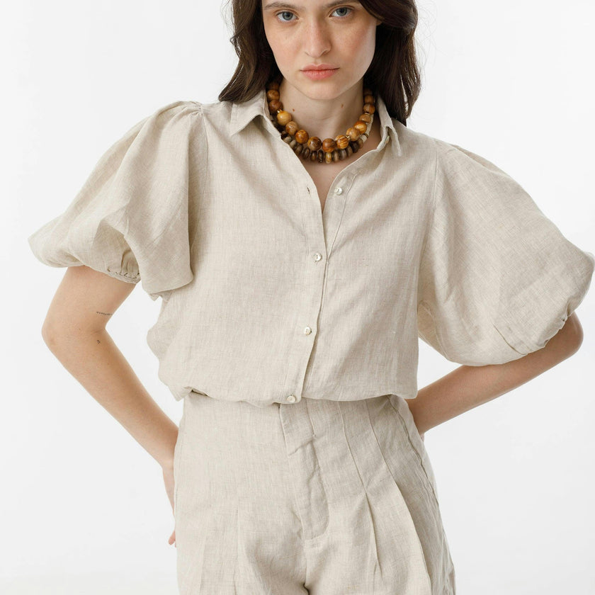 Frida Linen Shorts - Natural