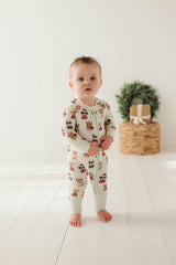Baby Boy Long Sleeve Zip Romper in Christmas Dogs