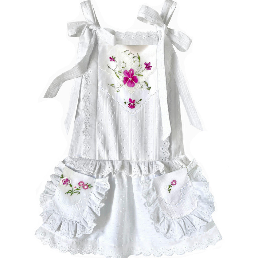 4T Drop-Waist Handkerchief Dress - Violets & Snowdrops