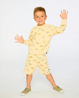 French Terry Shorts Beige Jeep Print
