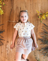 Floral Ribbed Girls Short Sleeve Top