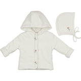 Plush Print Girls' Jacket & Hat Set Ivory & Pink