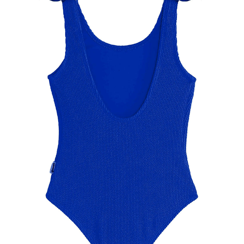 Kaya Crinkle Bow Tie One Piece - Blue