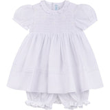 Girls White Floral Smocked Dress
