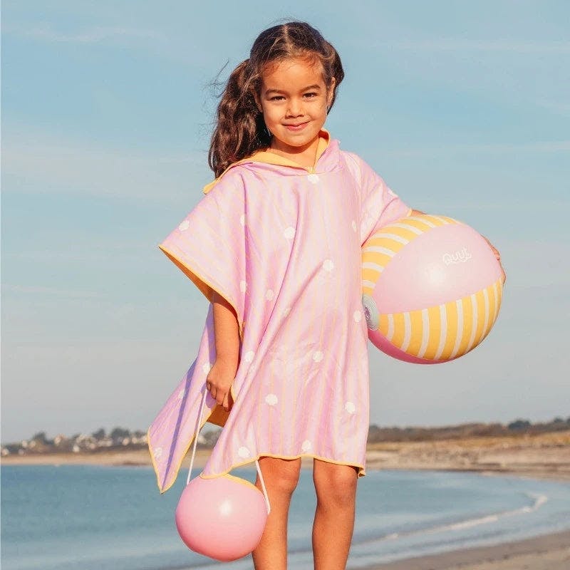 Quut Beach Poncho Banana Pink + Mini Ballo Lavender
