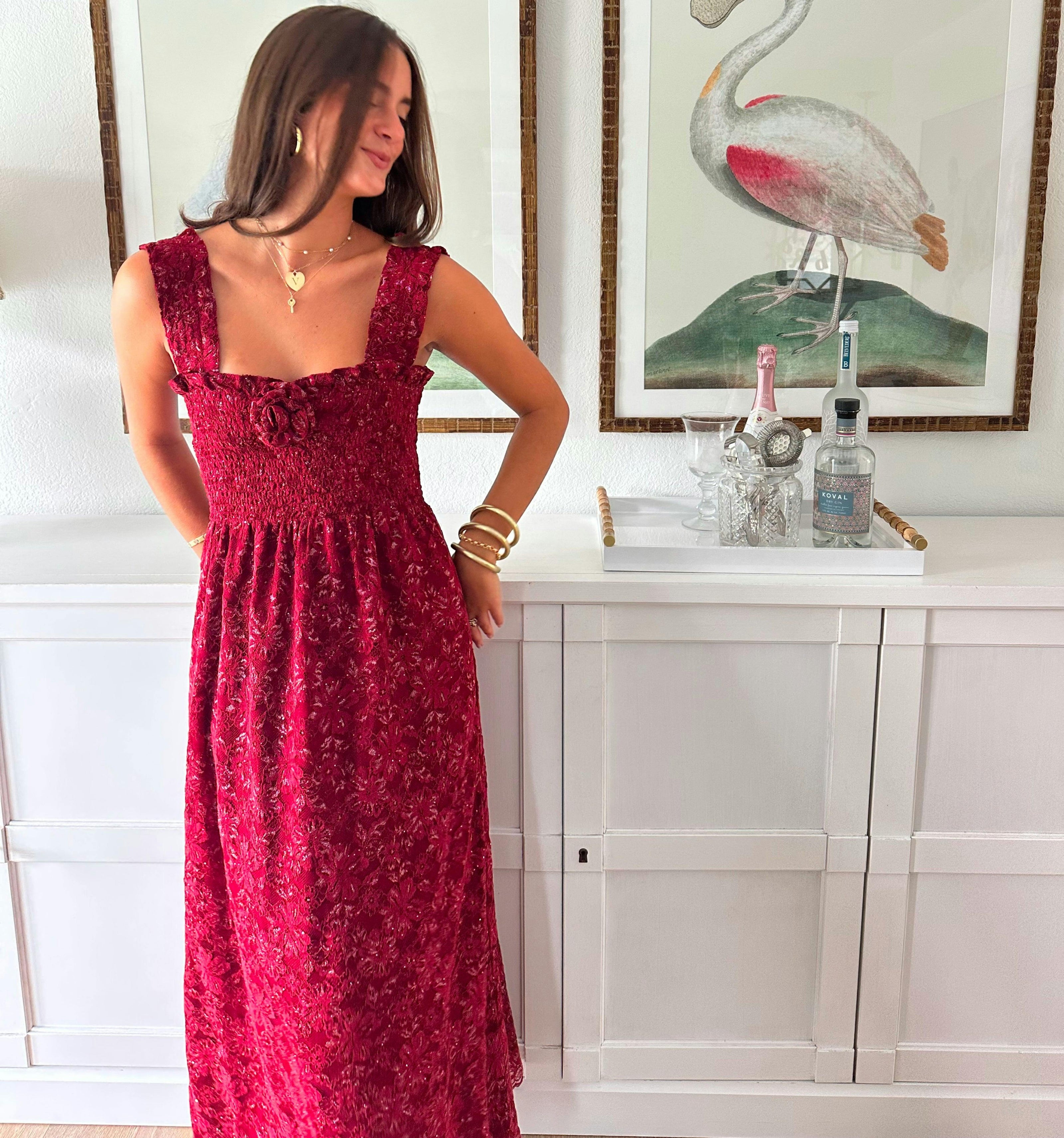The Rosetta Nap Dress - Claret Lace
