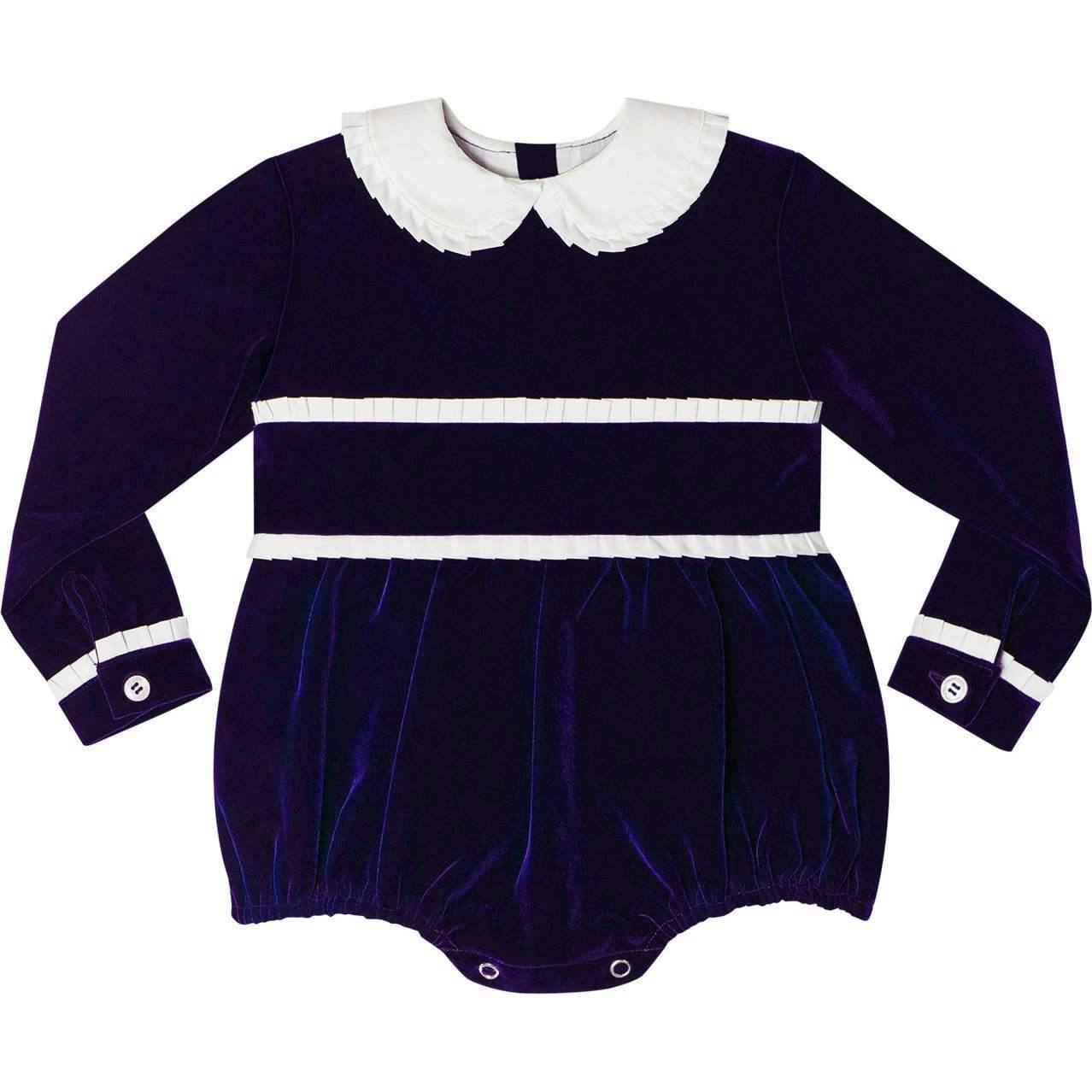 Long Sleeve Grace Bubble in Midnight Blue Velvet
