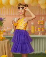 Citrus Bloom Purple Tulle Party Dress, Purple