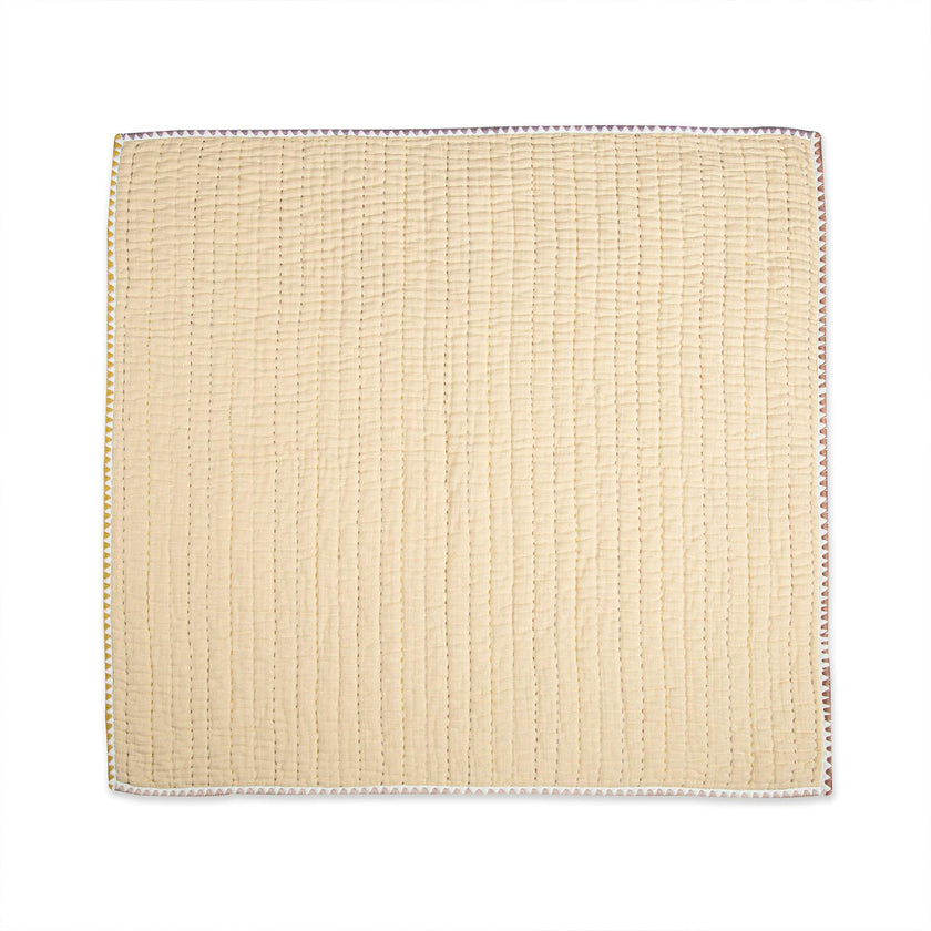 Kendi Beige Cotton Hand-Quilted Baby Blanket