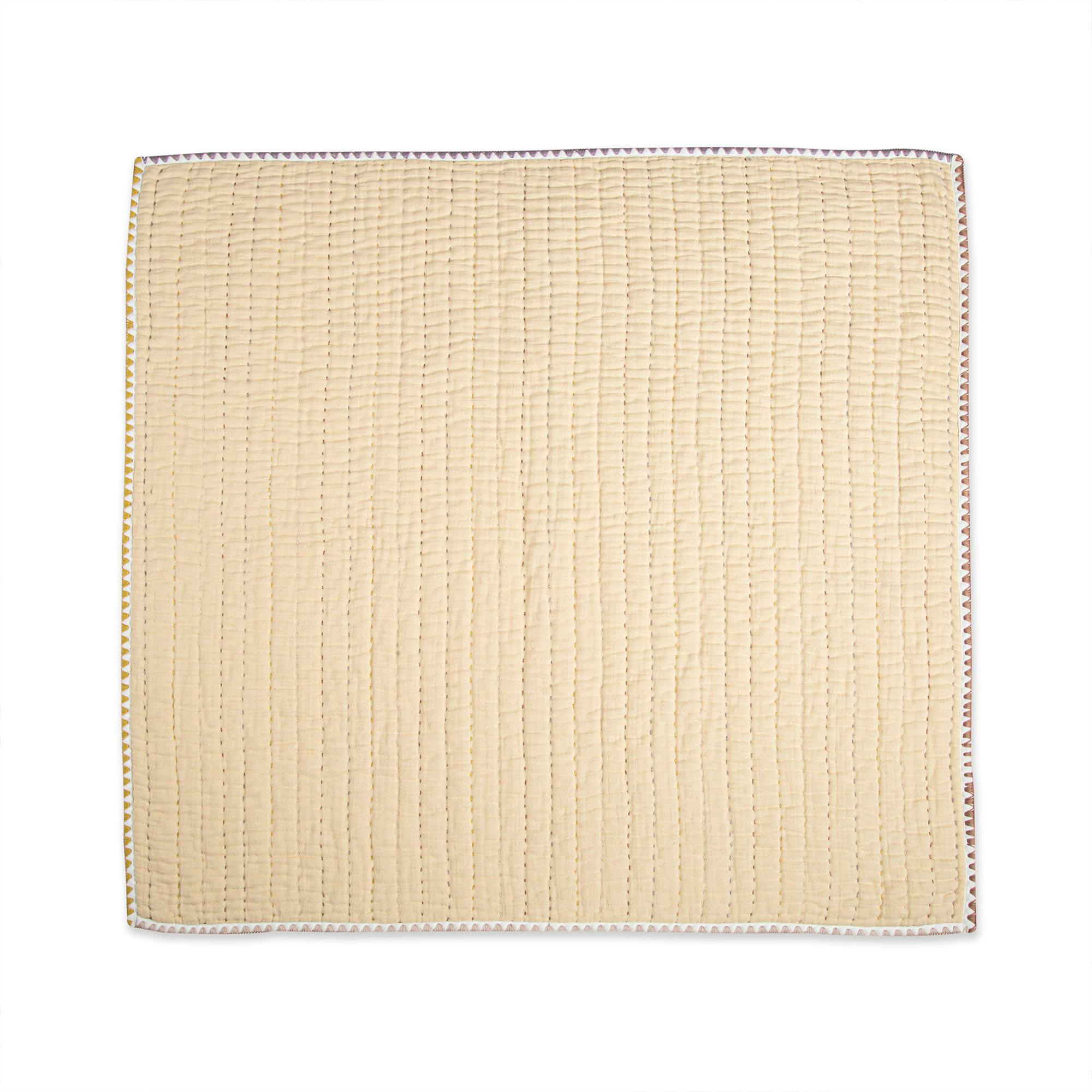 Kendi Beige Cotton Hand-Quilted Baby Blanket