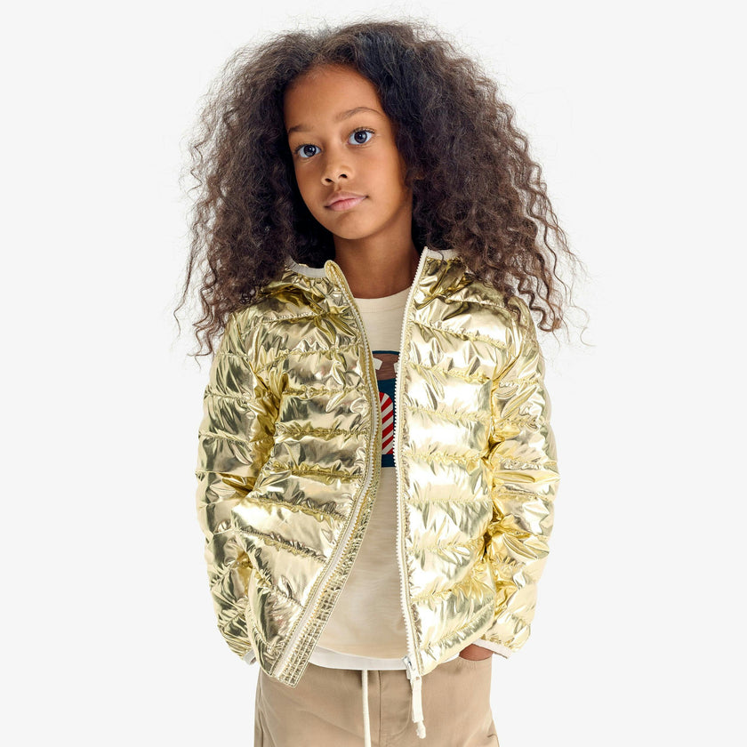 Kids metallic lightweight puffer jacket
