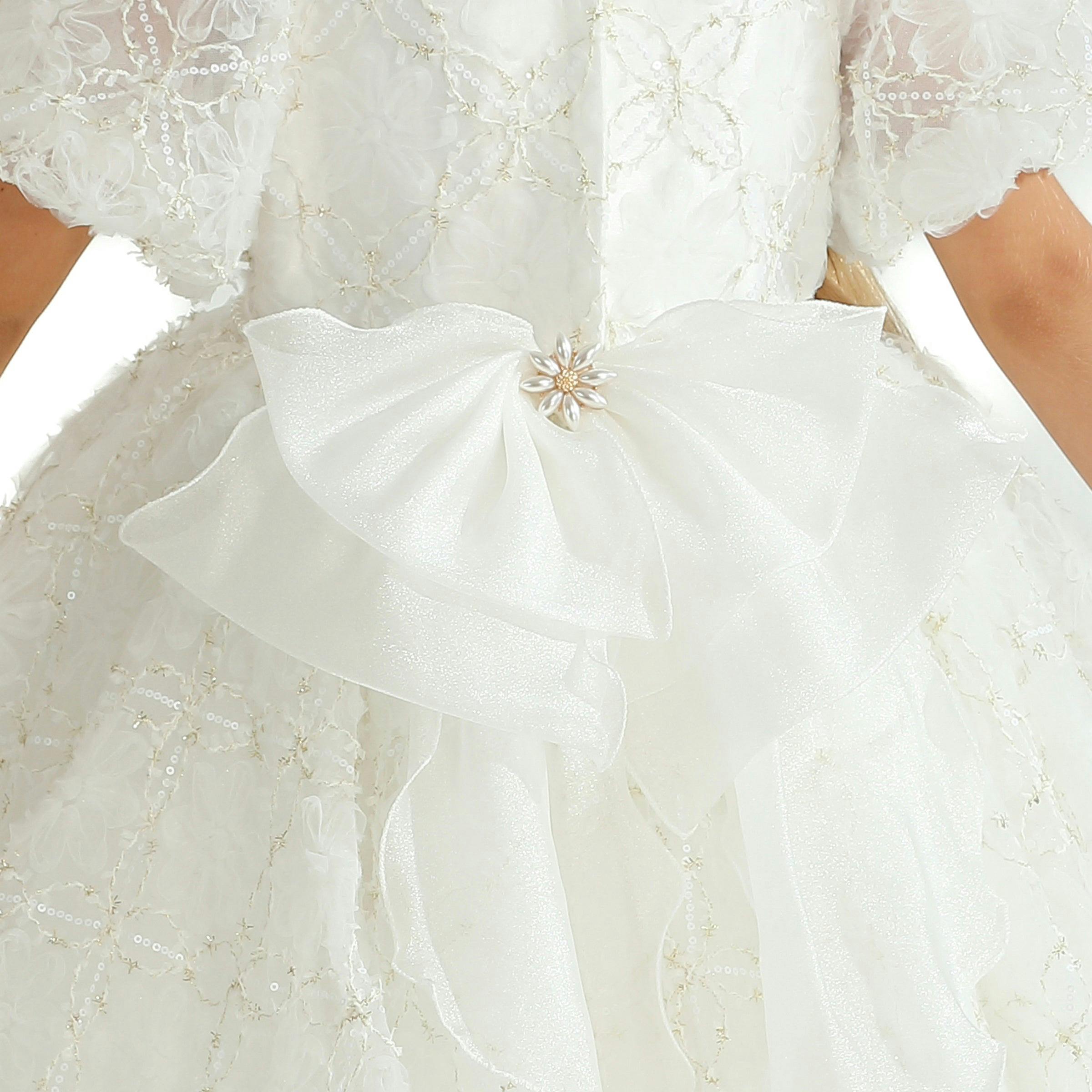 White Laced Tulle Flower Wynfair Dress