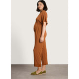 Women's Maternity Filipa V-Neck Short Sleeve Jumpsuit, Tan