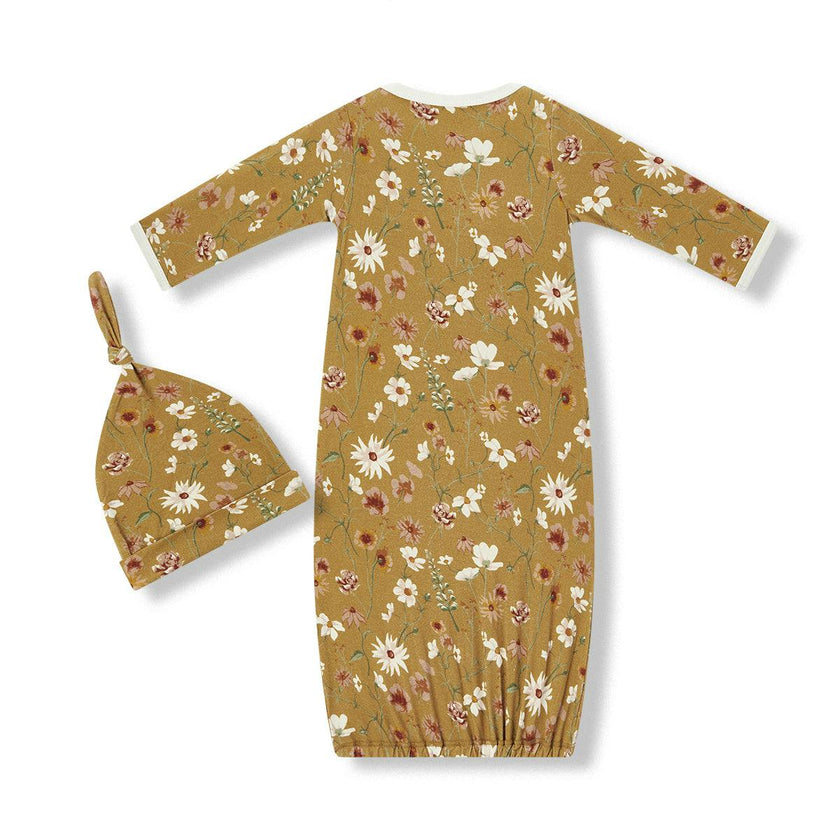 Wildflower Luxe Stretch Newborn Gown & Hat Set