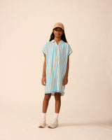 Organic Tunic Dress in Pink Cloud Stripe