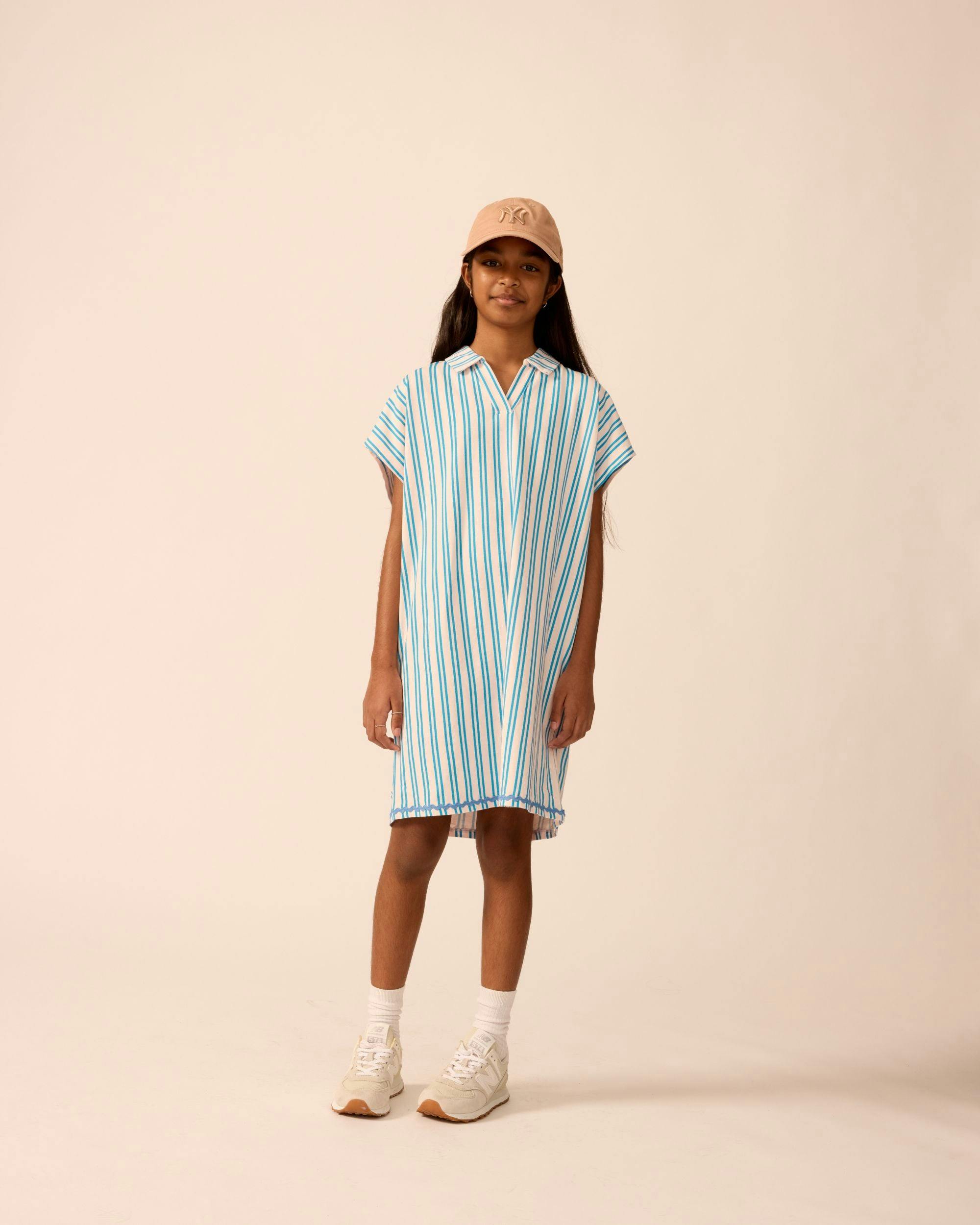Organic Tunic Dress in Pink Cloud Stripe
