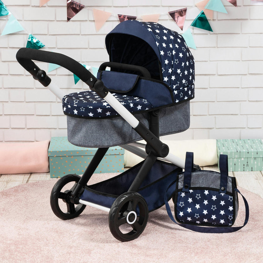 Bayer Design Dolls: Pram Xeo - Blue & White Stars