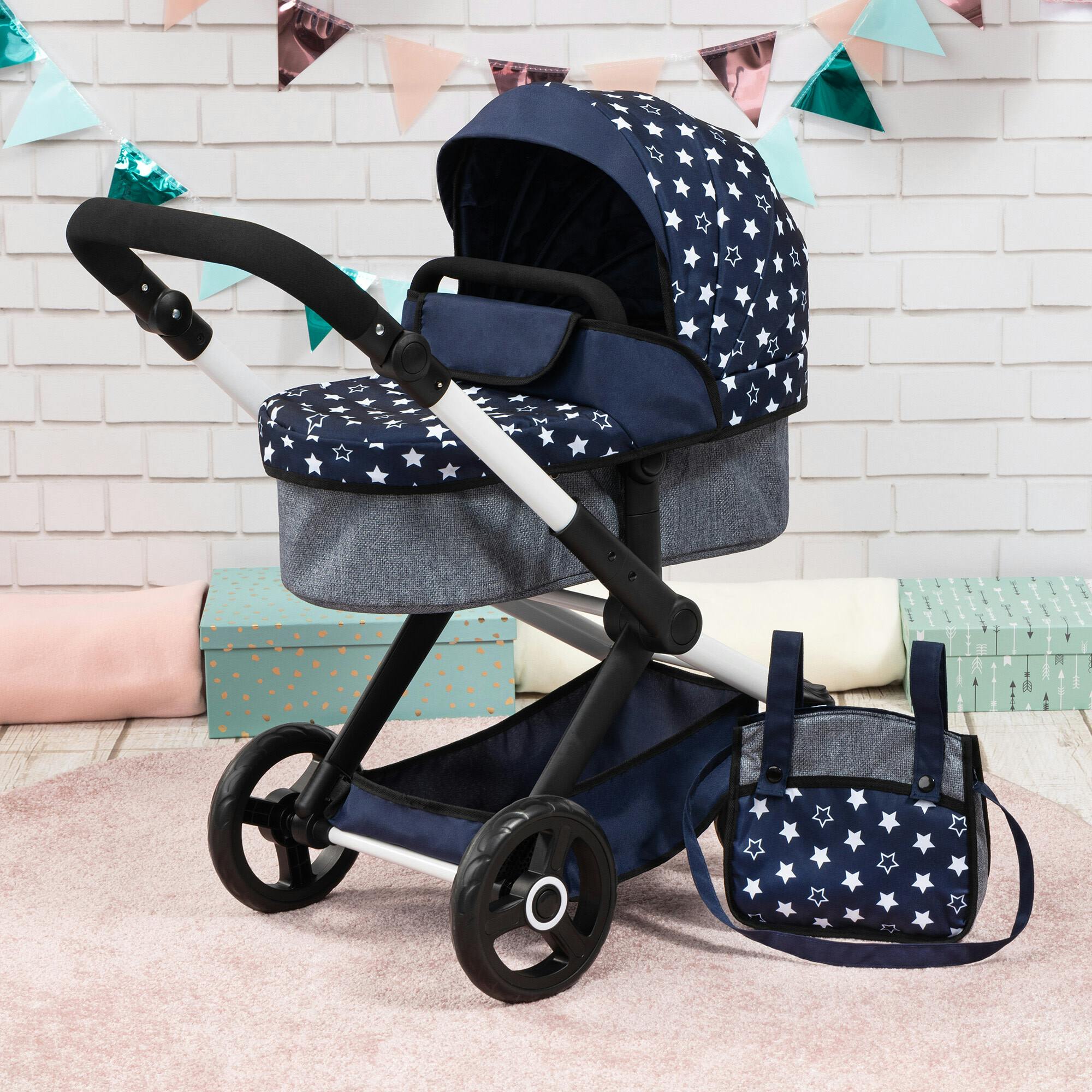 Bayer Design Dolls: Pram Xeo - Blue & White Stars