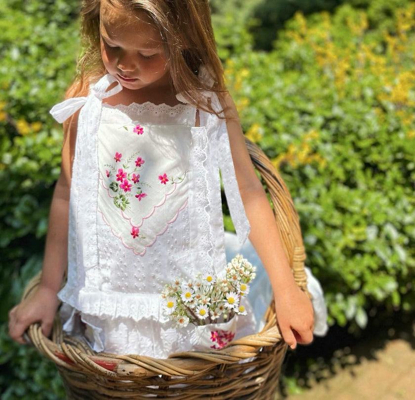 6y Drop-Waist Handkerchief Dress - Wild Magenta Flowers