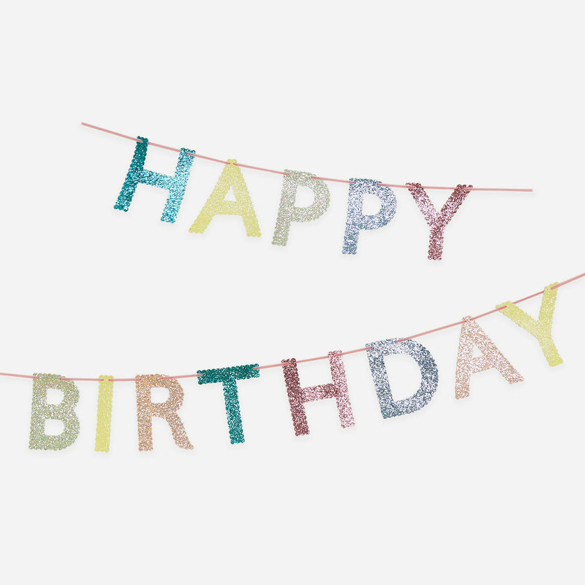 Mixed Glitter Happy Birthday Garland