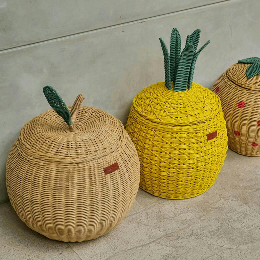Handcrafted - Apple Storage Basket Natural (Medium) - Rattan Wicker