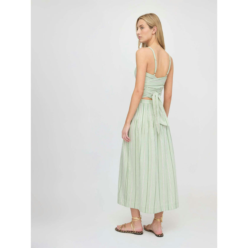 The Miranda Top - Green Jacquard Stripe