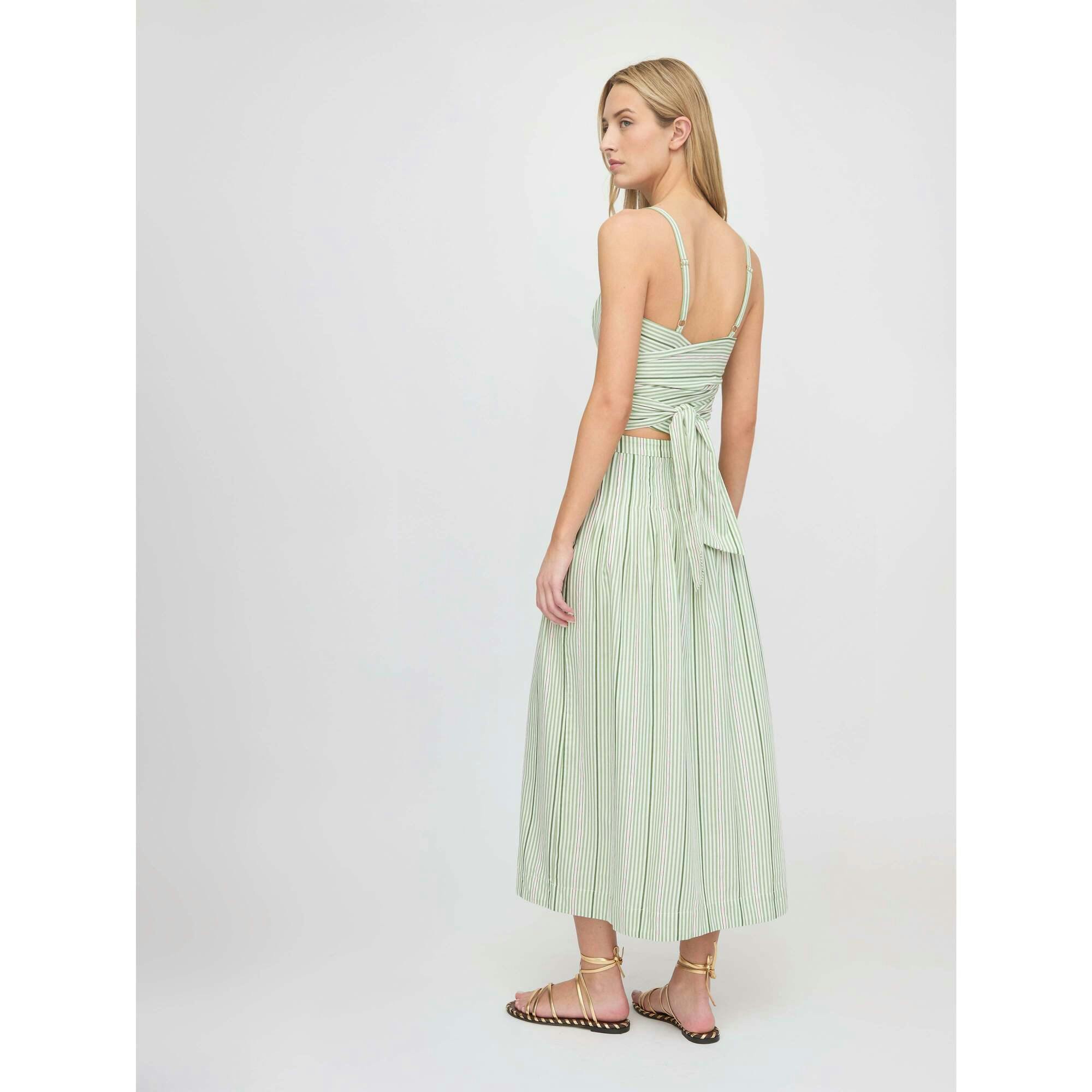 The Miranda Top - Green Jacquard Stripe