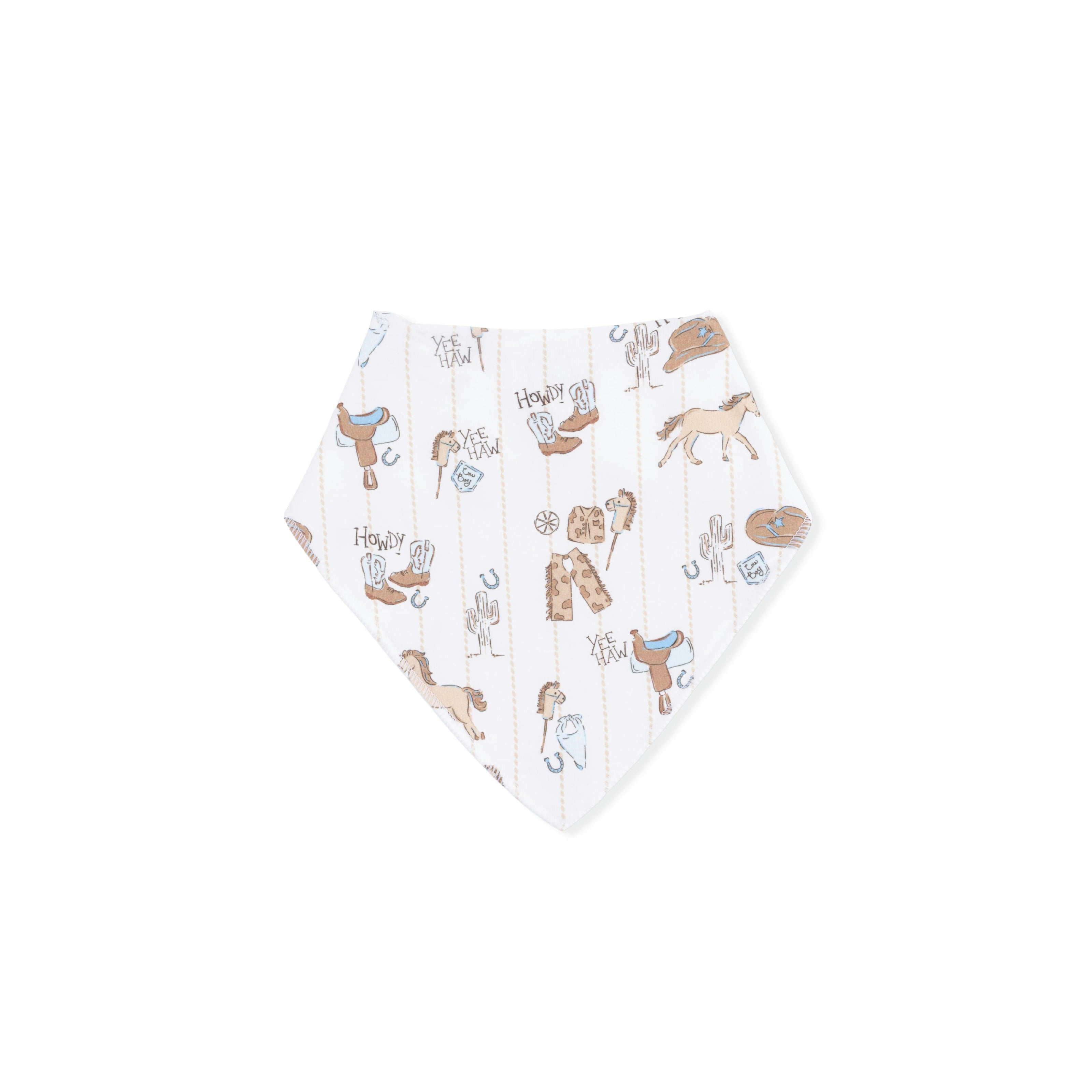 Cowboy Nursery -  2 Way Zipper Footie, Bandana Bib, & Swaddle Blanket Set