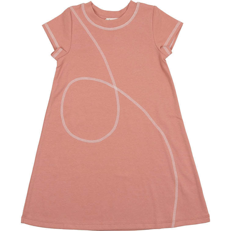 Spiral Stitch Short Sleeve Dress, Red