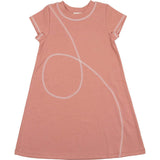 Spiral Stitch Short Sleeve Dress, Red