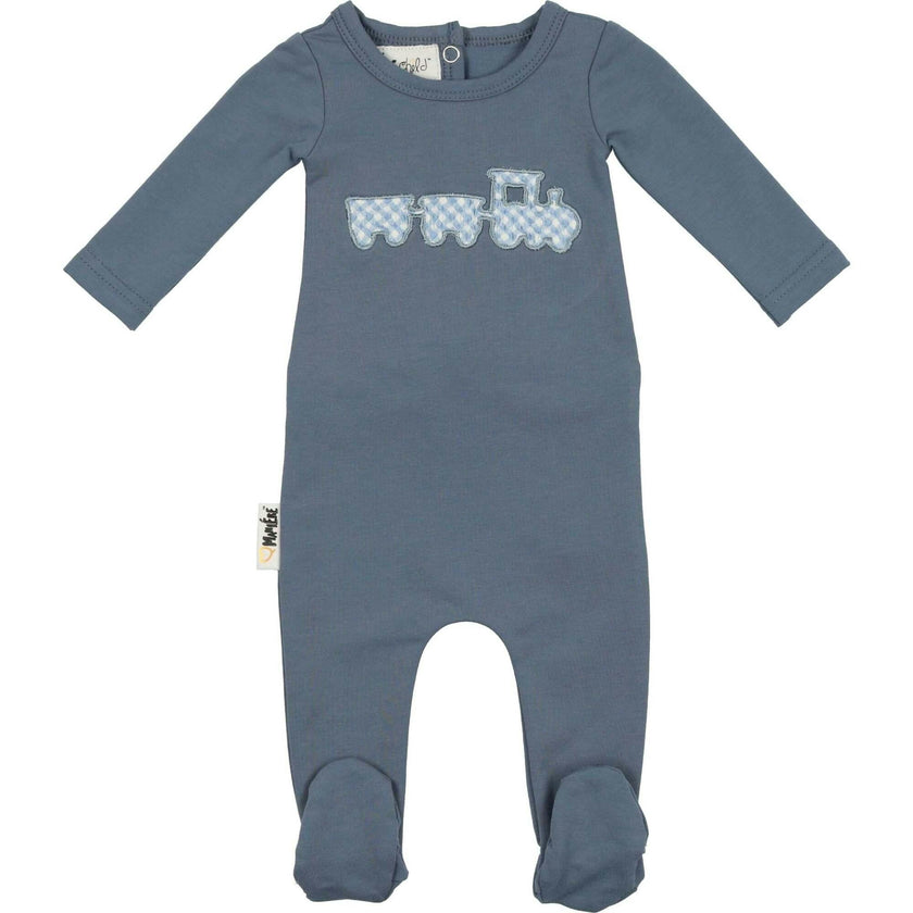 Gingham Train Footie