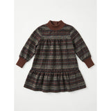 Plaid Dress With Knit Mock Neck & Cuff