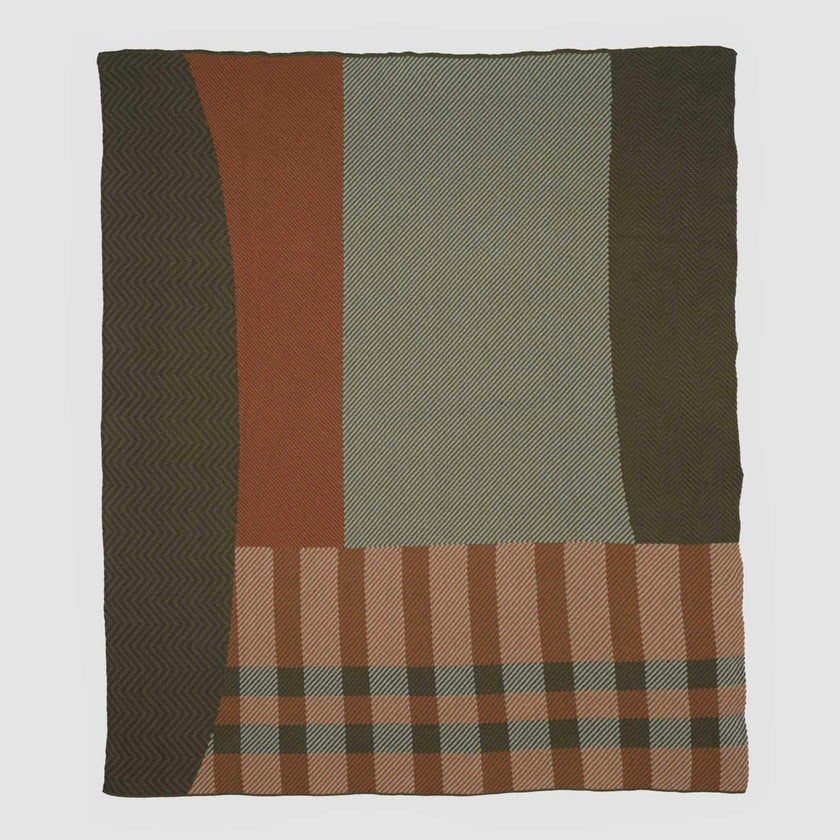 Cotton Sustainable Knit Plaid Solid Throw Blanket - Patchwork Herringbone