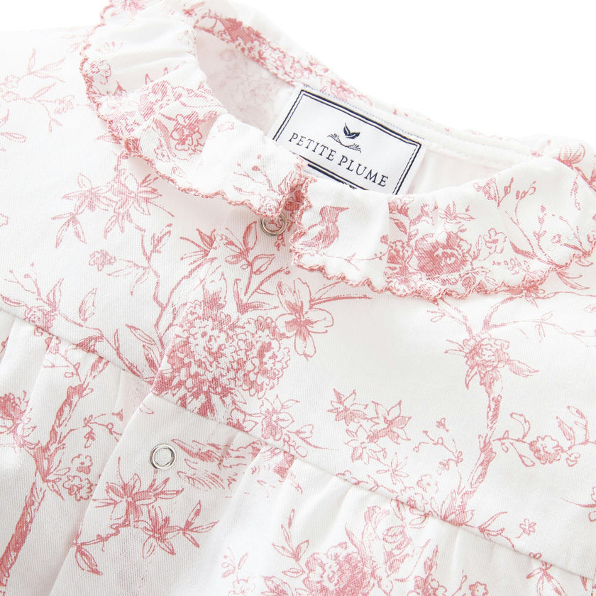 Baby's Twill Madeline Romper in Pink Timeless Toile