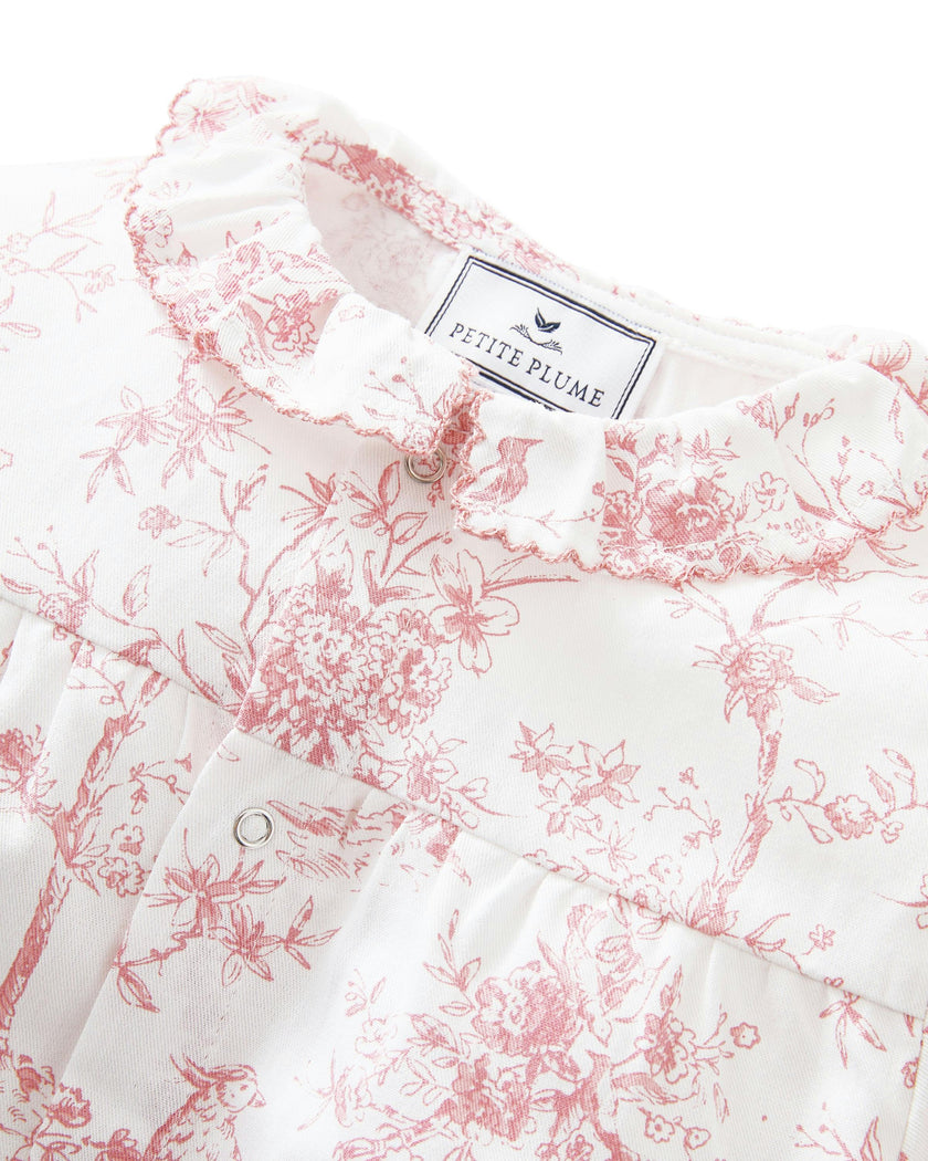 Baby's Twill Madeline Romper in Pink Timeless Toile