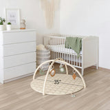 Beautiful Baby Play Gym - Soft Cotton Mat with 6 Cute Toys Creates The Perfect Activity Area for Your Girl/Boy - Stylish Infant Floor Playmat for Playroom