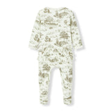 Country Toile Luxe Stretch Ruffle Footed Romper