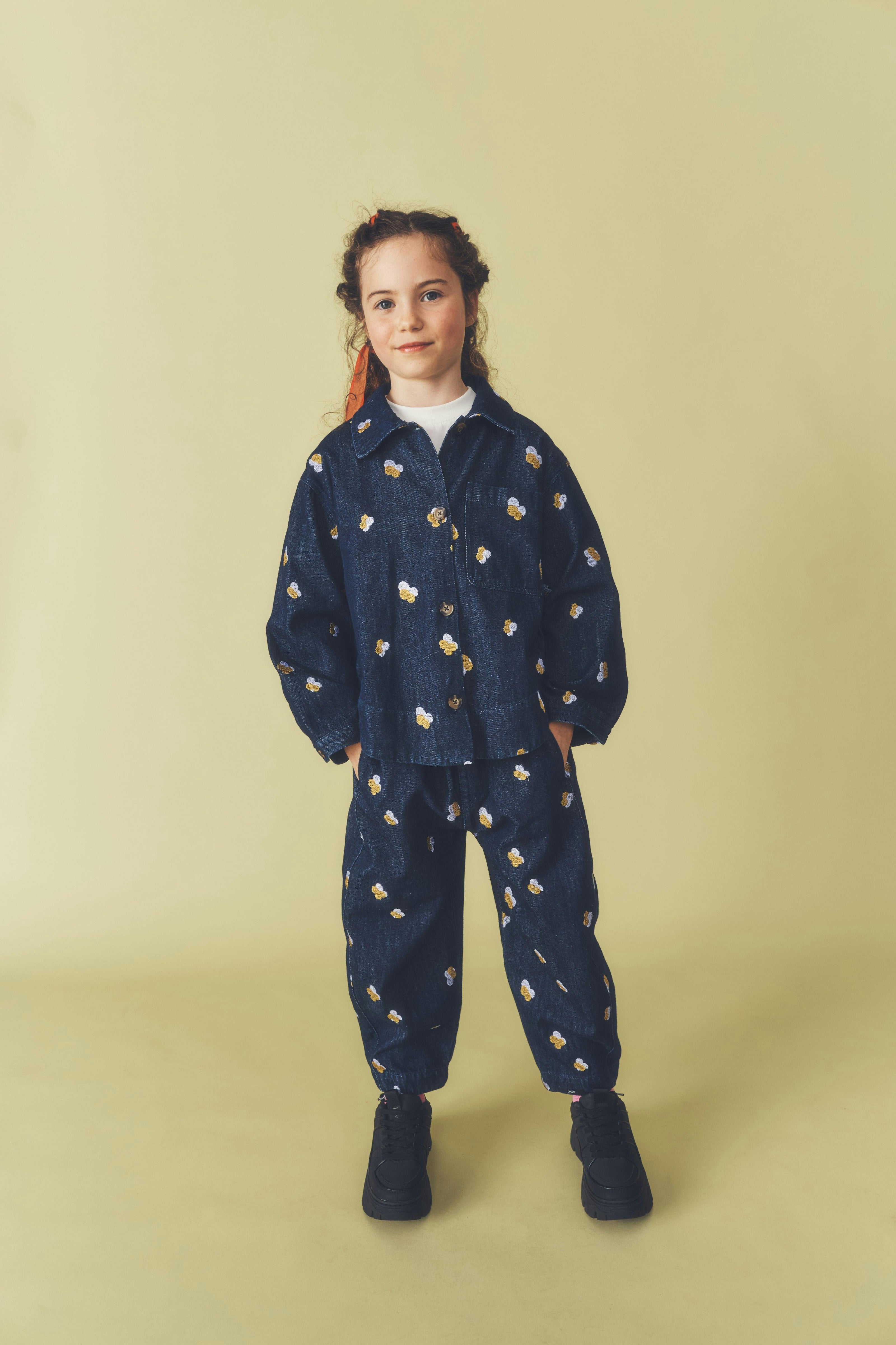 Kids Manu Embroidered Denim Barrel Jeans