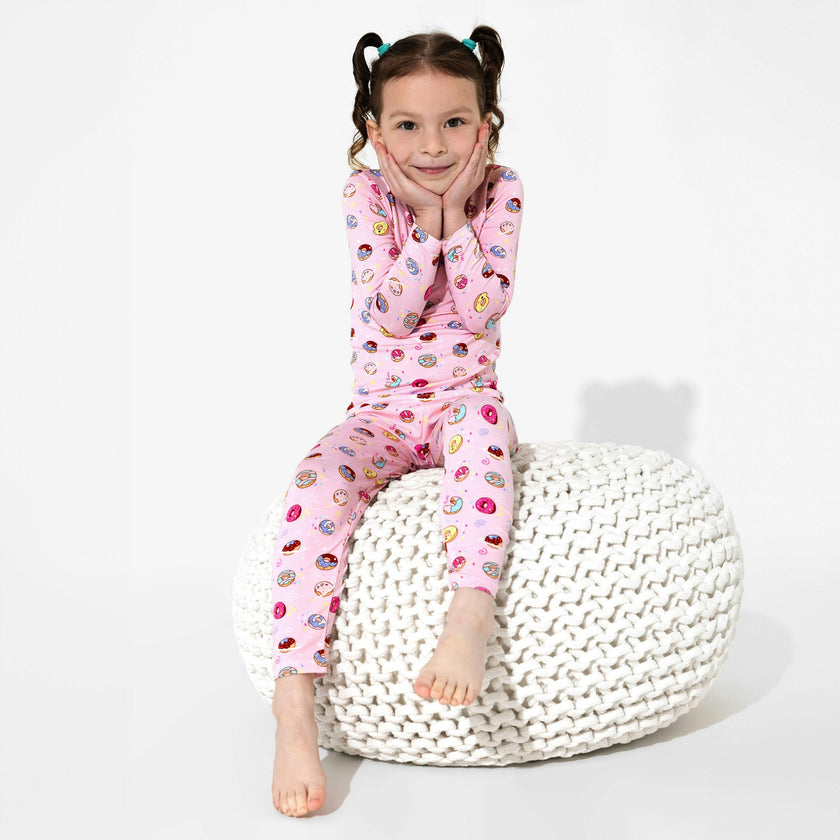 Pink Space Donut Bamboo Kids Pajamas