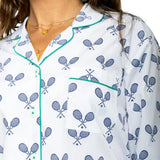 Women's Tennis Navy Long PJ Set
