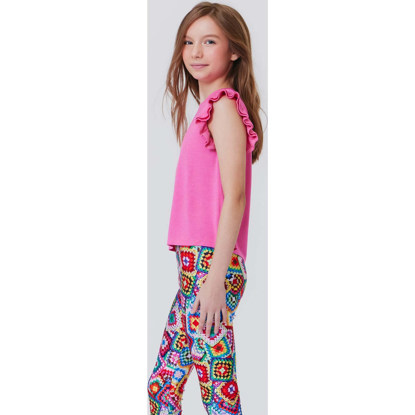 Girls Ruffle Crop Top, Pink