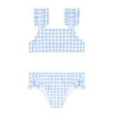 girls oasis blue gingham ruffle strap bikini