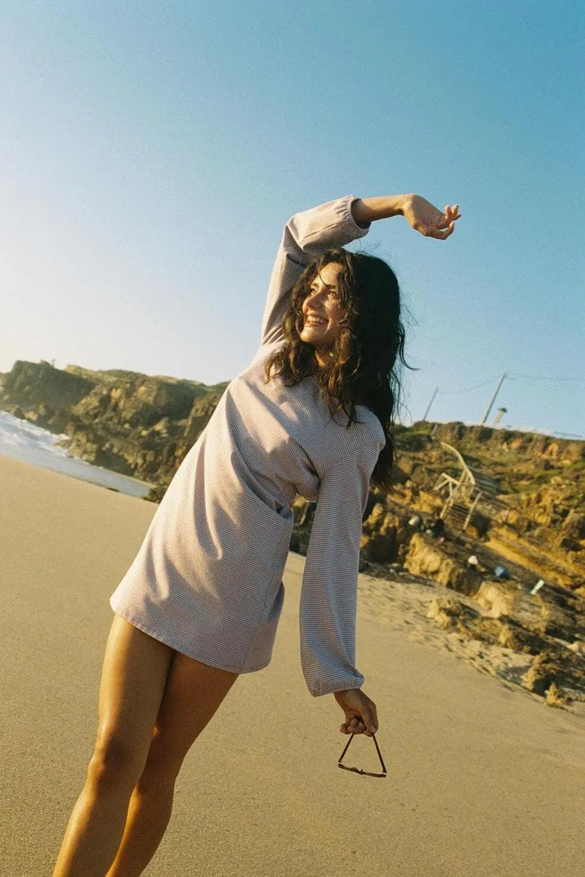 women's mini dress - lavender shadow