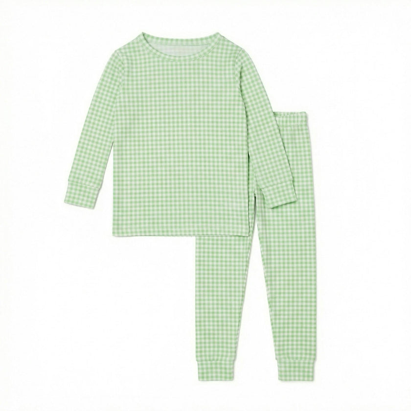 Pistachio Gingham Bamboo Toddler Pajama Set