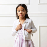 Organic Long Sleeve Scallop Detail Cardigan Sweater, White