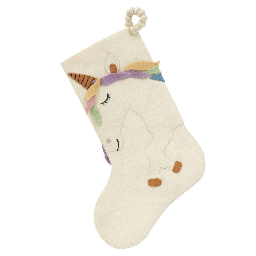 Unicorn Christmas Stocking Hand Felted Wool, Handmade