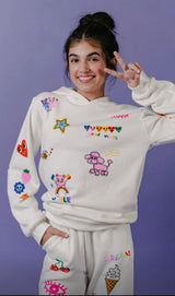 Graffiti Ice Cream Hoodie And Pant Set, White